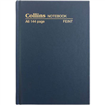 COLLINS CASEBOUND NOTEBOOK FEINT RULED 144 PAGE A6 BLUE