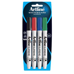 ARTLINE SUPREME ANTIMICROBIAL WHITEBOARD MARKER BULLET 15MM ASSORTED PACK 4