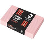 OLYMPIC RULED SYSTEM CARDS 100 X 150MM PINK PACK 100