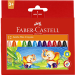 FABERCASTELL JUMBO WAX CRAYONS ASSORTED BOX 12