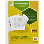 MARBIG MEDIUMWEIGHT COPYSAFE SHEET PROTECTORS FOLD OUT A4 PACK 20