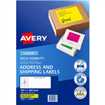 AVERY 35947 L7163FY HIGH VISIBILITY SHIPPING LABEL LASER 14UP FLUORO YELLOW PACK 25