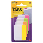 POSTIT 686PLOY DURABLE FILING TABS SOLID 50MM BRIGHT ASSORTED PACK 24