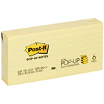 POSTIT R335YL POP UP LINED NOTES 76 X 76MM YELLOW PACK 6