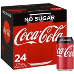 COCACOLA NO SUGAR CANS 375ML CARTON 24