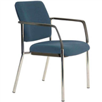 BURO LINDIS VISITOR CHAIR 4LEG BASE UPHOLSTERED BACK ARMS JETT FABRIC DARK BLUE