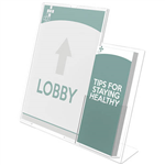 DEFLECTO SIGN HOLDER SLANTED PORTRAIT WITH SIDE DL BROCHURE POCKET A4 CLEAR