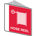 TRAFALGAR FIRE HOSE REEL SIGN DOUBLE SIDED 225 X 225MM