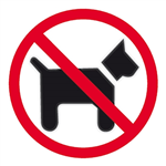 APLI SELF ADHESIVE SIGN DOGS FORBIDDEN 114MM BLACKRED