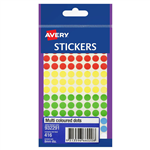 AVERY 932291 MULTIPURPOSE STICKERS CIRCLE 8MM ASSORTED PACK 416