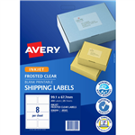 AVERY 936004 J8565 SHIPPING LABEL FROSTED INKJET 8UP CLEAR PACK 25
