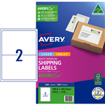 AVERY PREMIUM SHIPPING LABELS WITH AVERYECO 2UP WHITE 100 SHEETS