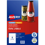 AVERY 980012 L7127 BLANK PRINTABLE LABELS OVAL LASERINKJET 8UP GLOSSY WHITE PACK 80