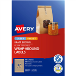 AVERY 980051 L7145 WRAPAROUND LABELS LASERINKJET 12UP KRAFT BROWN PACK 180