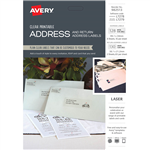 AVERY 982513 L7278 L7279 ADDRESS AND RETURN ADDRESS LABELS CLEAR PACK 258