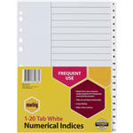 MARBIG INDEX DIVIDER NUMERICAL 120 TAB PP A4 WHITE