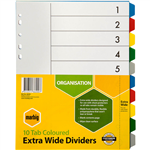 MARBIG EXTRA WIDE DIVIDER PP 10TAB A4 ASSORTED