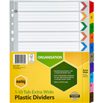 MARBIG INDEX DIVIDER EXTRA WIDE MANILLA 110 TAB A4 ASSORTED