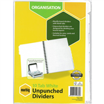 MARBIG DIVIDER UNPUNCHED MANILLA 10TAB A4 WHITE