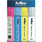 ARTLINE JUMBO LIQUID CHALK DRY WIPE ASSORTED PACK 4