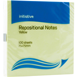 INITIATIVE REPOSITIONAL NOTES 75 X 75MM YELLOW PACK 12