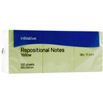 INITIATIVE REPOSITIONAL NOTES 38 X 50MM YELLOW PACK 12