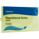 INITIATIVE REPOSITIONAL NOTES 75 X 125MM YELLOW PACK 12