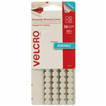VELCRO BRAND REMOVABLE MOUNTING CIRCLES 9MM WHITE PACK 56