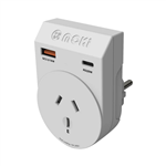 MOKI TRAVEL ADAPTOR PLUS OUTBOUND AUSNZ TO EUROPE WHITE