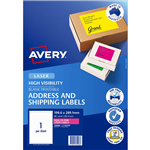 AVERY 35998 L7167FP HIGH VISIBILITY SHIPPING LABEL LASER 1UP FLUORO PINK PACK 25