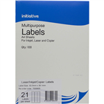 INITIATIVE MULTIPURPOSE LABELS 21UP 65GSM 635 X 381MM PACK 100