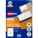 AVERY 936070 J8167 SHIPPING LABELS INKJET 1UP WHITE PACK 25