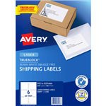 AVERY 959007 L7166 TRUEBLOCK SHIPPING LABEL LASER 6UP WHITE PACK 100