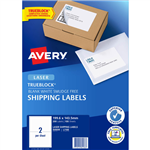 AVERY 959008 L7168 TRUEBLOCK SHIPPING LABEL LASER 2UP WHITE PACK 100