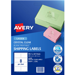 AVERY 959052 L7565 CRYSTAL CLEAR ADDRESS LABEL LASER 8UP CLEAR PACK 25