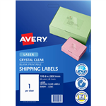 AVERY 959065 L7567 CRYSTAL CLEAR ADDRESS LABEL LASER 1UP CLEAR PACK 25