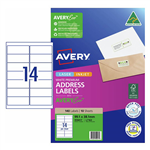 AVERY 959417 L7163 QUICK PEEL ADDRESS LABEL WITH SURE FEED LASER 14UP WHITE PACK 10