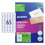 AVERY 959419 L7651 QUICK PEEL ADDRESS LABEL WITH SURE FEED LASER 65UP WHITE PACK 10