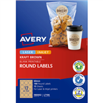 AVERY 980002 L7106 BLANK PRINTABLE LABELS ROUND LASERINKJET 12UP KRAFT BROWN PACK 180