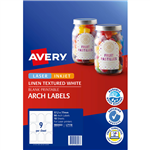 AVERY 980003 L7118 BLANK PRINTABLE LABELS ARCHED LASERINKJET 9UP LINEN TEXTURED WHITE PACK 10