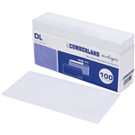 CUMBERLAND DL ENVELOPES SECRETIVE WALLET PLAINFACE STRIP SEAL POST OFFICE SQUARES 80GSM 110 X 220MM WHITE TRAY 100