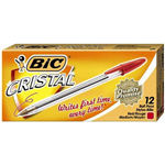BIC CRISTAL BALLPOINT PENS MEDIUM RED BOX 12