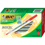 BIC ECOLUTIONS ROUND STIC BALLPOINT PEN MEDIUM RED BOX 50