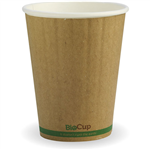 BIOPAK BIOCUP DOUBLE WALL CUP 390ML KRAFT GREEN STRIPE PACK 40