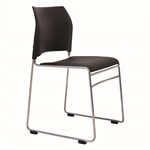 BURO MAXIM SLED BASE CHAIR WITH REFLECTIVE SILVER FRAME BLACK PU