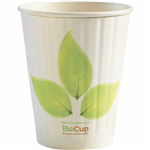 BIOPAK BIOCUP DOUBLE WALL CUP 390ML WHITE LEAF PACK 40