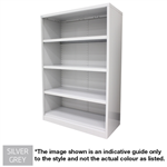 STEELCO OPEN BOOKCASE 3 SHELF 1320 X 900 X 400MM SILVER GREY