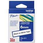 BROTHER TZE211 LAMINATED LABELLING TAPE 6MM BLACK ON WHITE