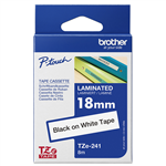 BROTHER TZE241 LAMINATED LABELLING TAPE 18MM BLACK ON WHITE