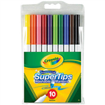 CRAYOLA SUPER TIP COLOURED MARKER PENS ASSORTED PACK 10